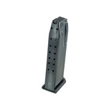 Side angle showing magazine feed lips and capacity marking