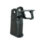 2nd Caliber Coarse Laser-Stippled 1911 Double Stack Grip Module — left side view, matte black, fits MAC-9 DS/Tisas and most STI/2011 frames.