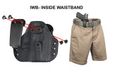 G-Code Paradigm Universal Fit Holster Medium/Large worn inside waistband with pants, illustrating secure concealed carry position.