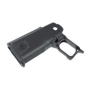 MAC 9 double stack black polymer grip module side view MAC 9 double stack black polymer grip module side view