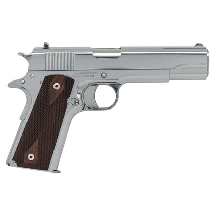 Tisas 1911A1 Regulator pistol with chrome finish on a white background Tisas 1911A1 Regulator pistol with chrome finish on a white background