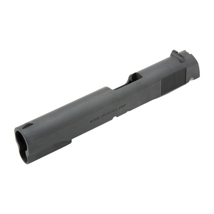 Tisas 1911 A1 US Army slide assembly for .45ACP frames. Carbon steel construction with included sights, firing pin, and extractor. OEM replacement.