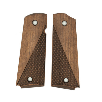 Tisas 1911 walnut grips with smooth and checkered texture Tisas 1911 walnut grips with smooth and checkered texture