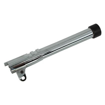 Tisas 1911 threaded barrel, chrome finish, side profile view Tisas 1911 threaded barrel, chrome finish, side profile view