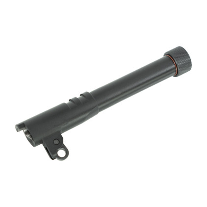 1911 .45ACP threaded barrel side view, black Cerakote finish