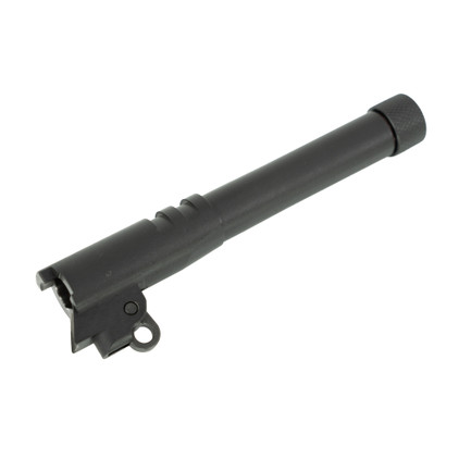 Side profile of 4.25" 1911 barrel with matte black Cerakote Side profile of 4.25" 1911 barrel with matte black Cerakote