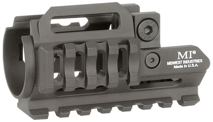 Midwest Industries Tri-Rail Handguard for MAC 5K pistol, full side profile showing Picatinny rails