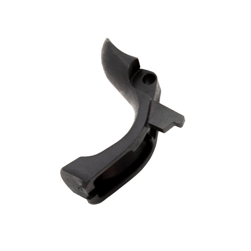 Close-up of 1911 extended beavertail grip safety detail