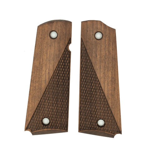 Tisas 1911 walnut grips with smooth and checkered texture