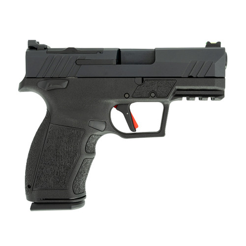 Grip close-up of PX-9 Carry TS with rubberized interchangeable backstrap Grip close-up of PX-9 Carry TS with rubberized interchangeable backstrap