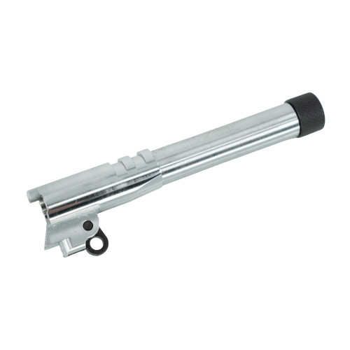 Tisas 1911 9MM Carry threaded barrel in chrome finish, angled view Tisas 1911 9MM Carry threaded barrel in chrome finish, angled view