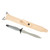 Military-style leather sheath with MAC MK II Knife laid outside with sheath
