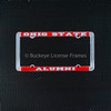 Ohio State University Alumni Chrome License Plate Frame With Red Background And Raised Silver Lettering - Metal