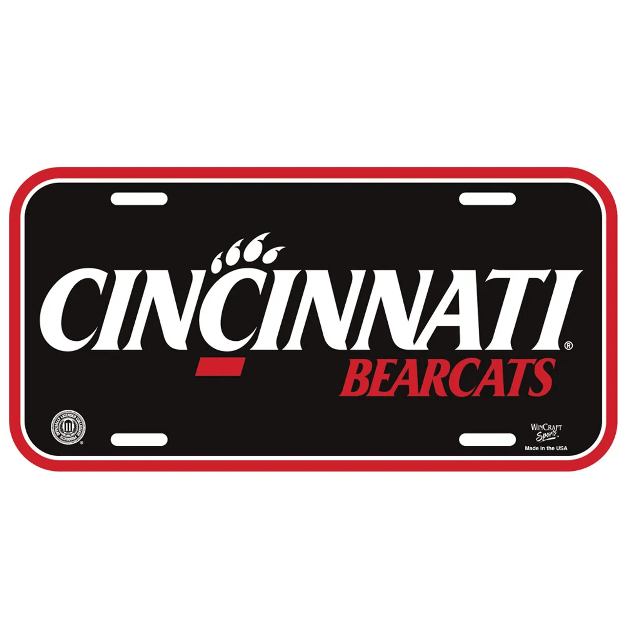 University of Cincinnati "Cincinnati Bearcats" Plastic License Plate