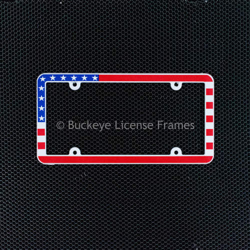 USA Flag Screen Printed Plastic License Plate Frame