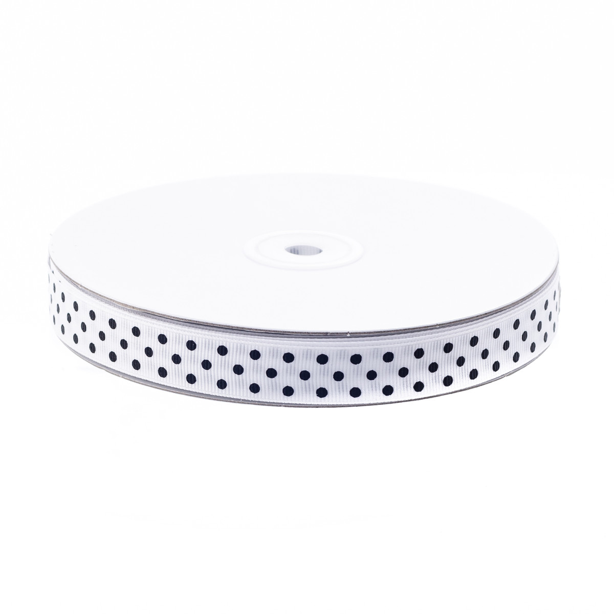 White with Black Dots - 3/8in x 25yd