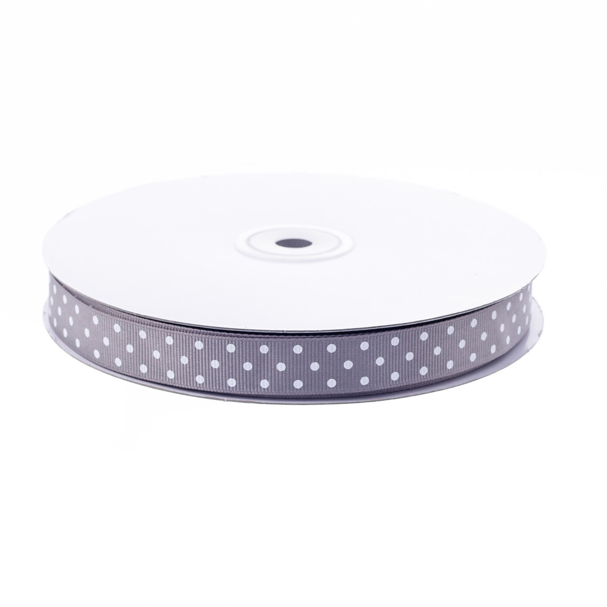 Silver with White Dots - 3/8in x 25yd