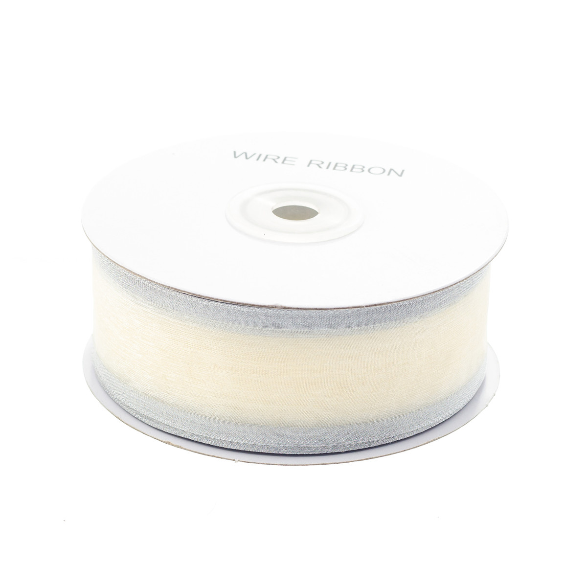 Ivory w/Silver Edge - 1.5in x 25yd