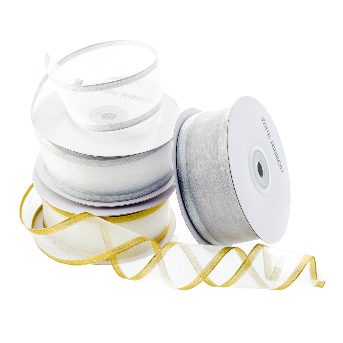 Image of Metallic Edge Wired Organza Ribbon