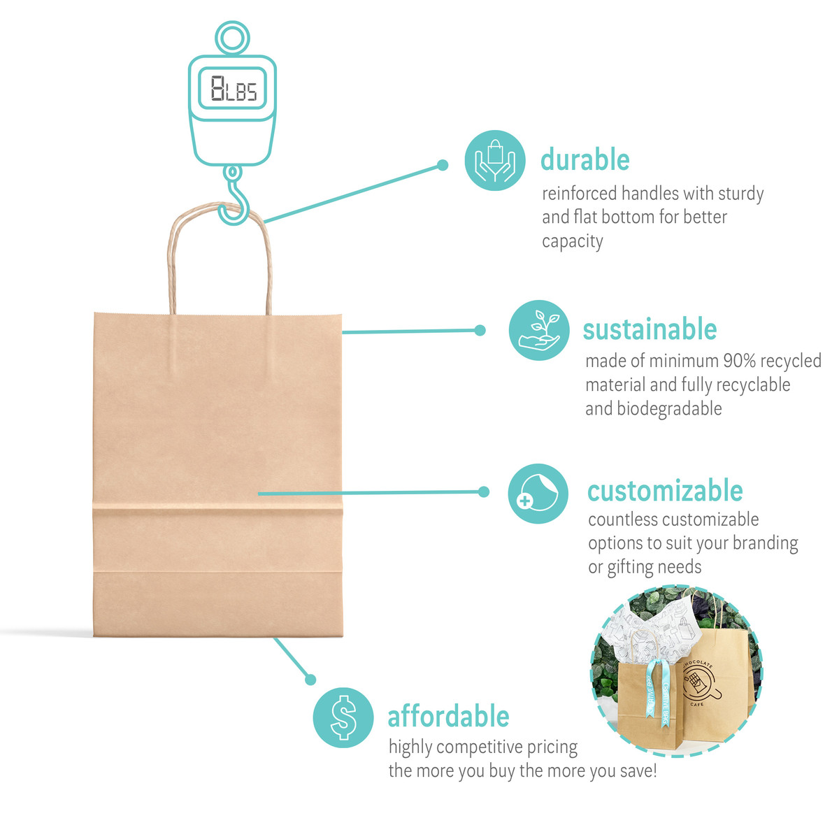 8 x 4.5 x 10.5in - Substitute Stock - 100gsm