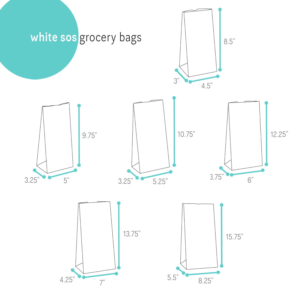 Image of White SOS Grocery Paper Bags