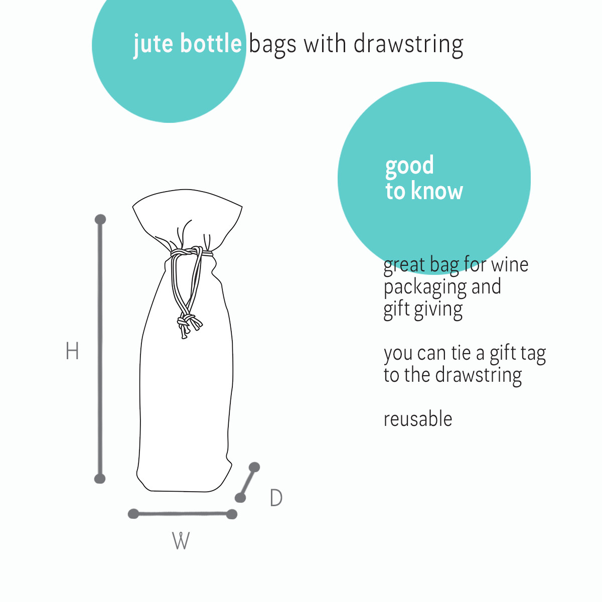 Image of Jute Bottle Bags with Drawstring