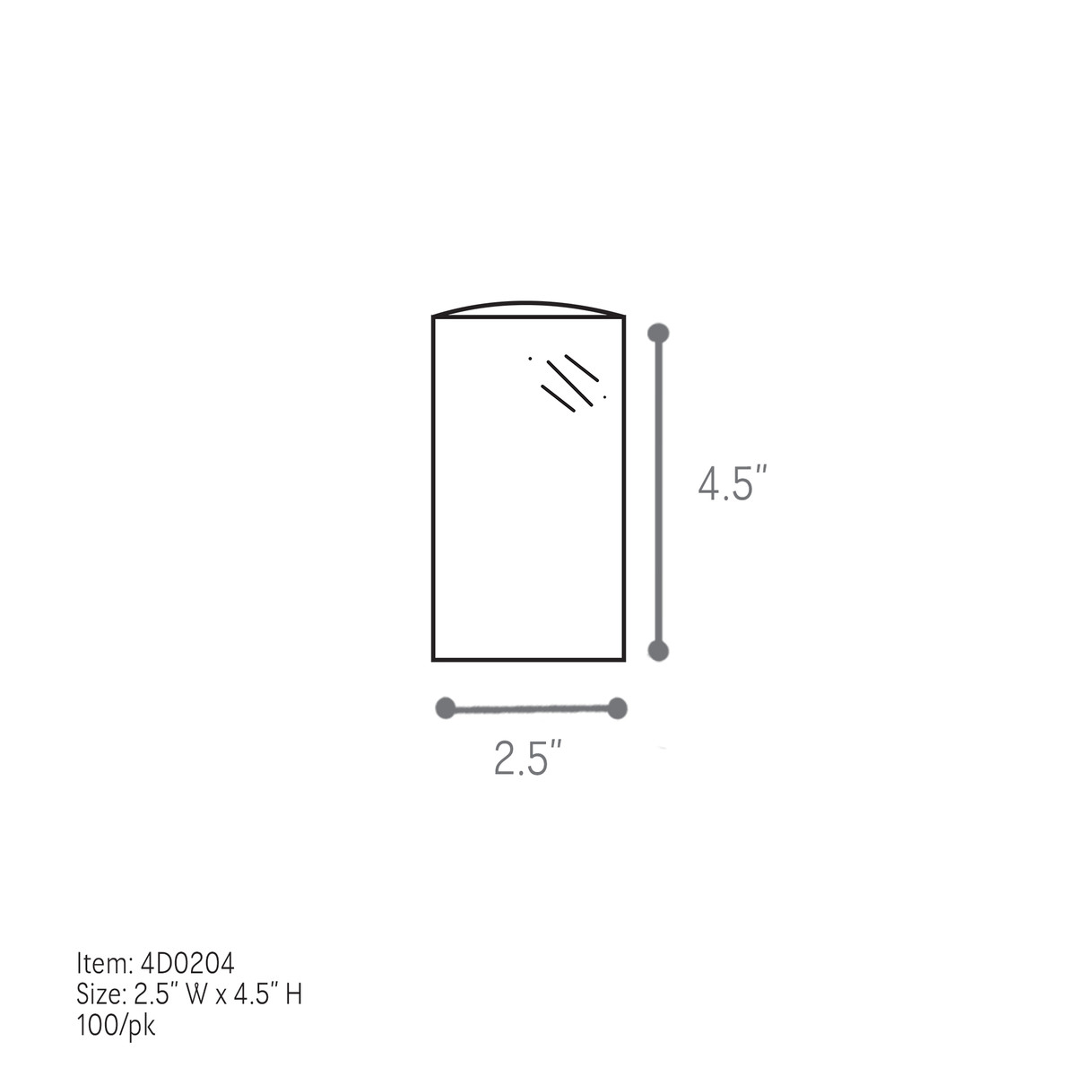2.5 x 4.5in.