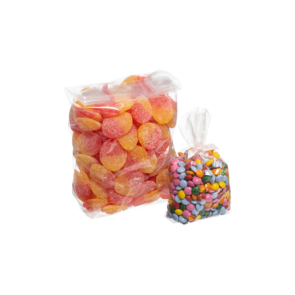 Image des sacs à bonbons en polyéthylène transparent avec soufflets latéraux