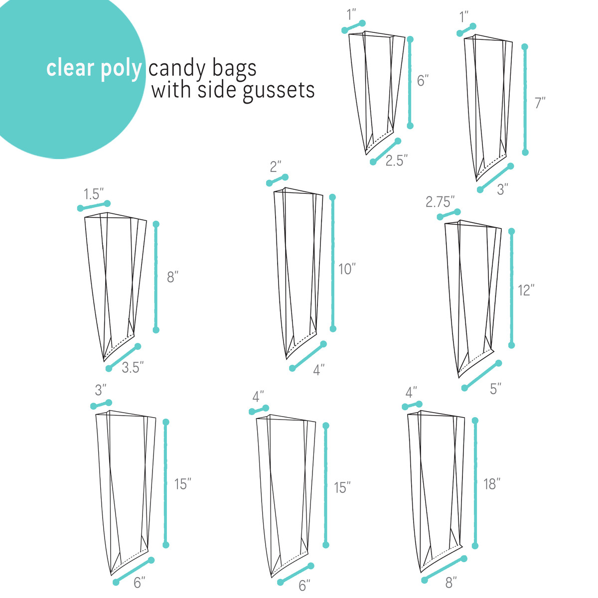 Image of Clear Poly Candy Bags with Side Gussets