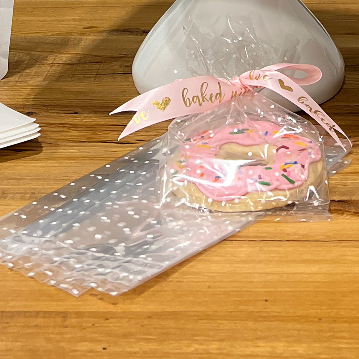 Image of White Dot Poly Candy Bags with Side Gussets