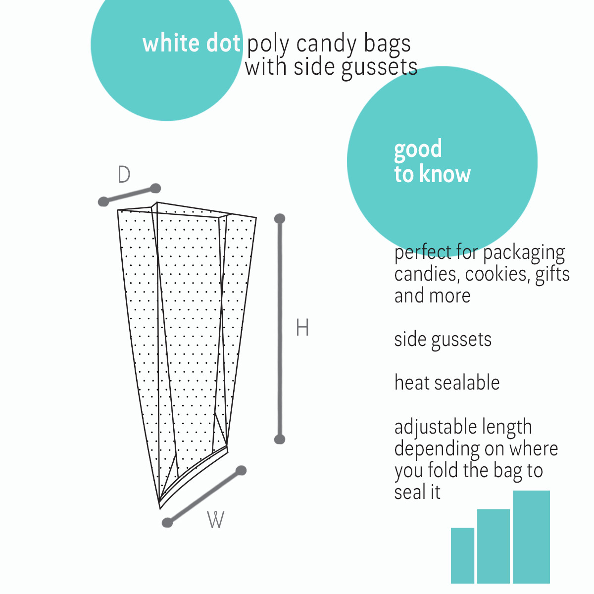 Image of White Dot Poly Candy Bags with Side Gussets Image of White Dot Poly Candy Bags with Side Gussets