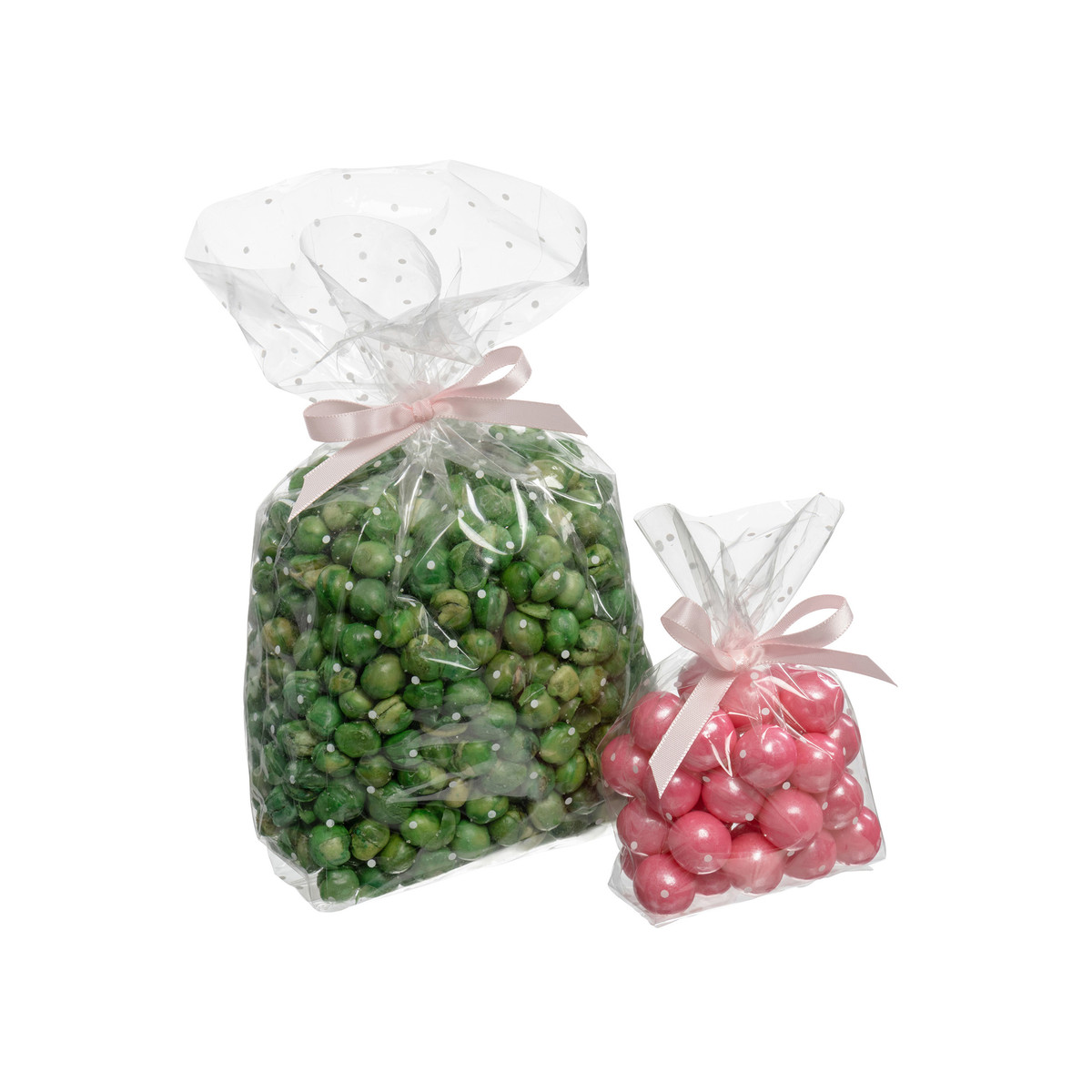 Image of White Dot Poly Candy Bags with Side Gussets