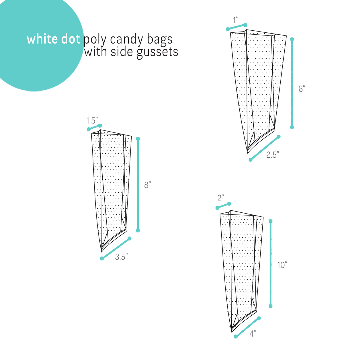 Image of White Dot Poly Candy Bags with Side Gussets