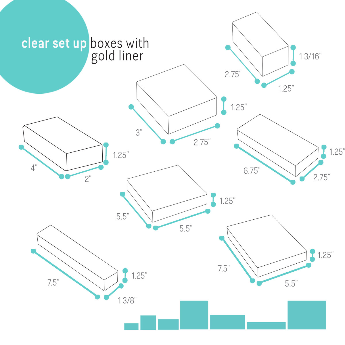 Image of Clear Set Up Boxes with Gold Liner