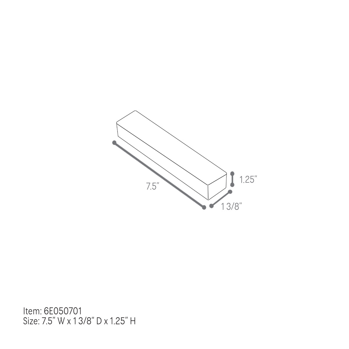 7.5 x 1-3/8 x 1.25in.
