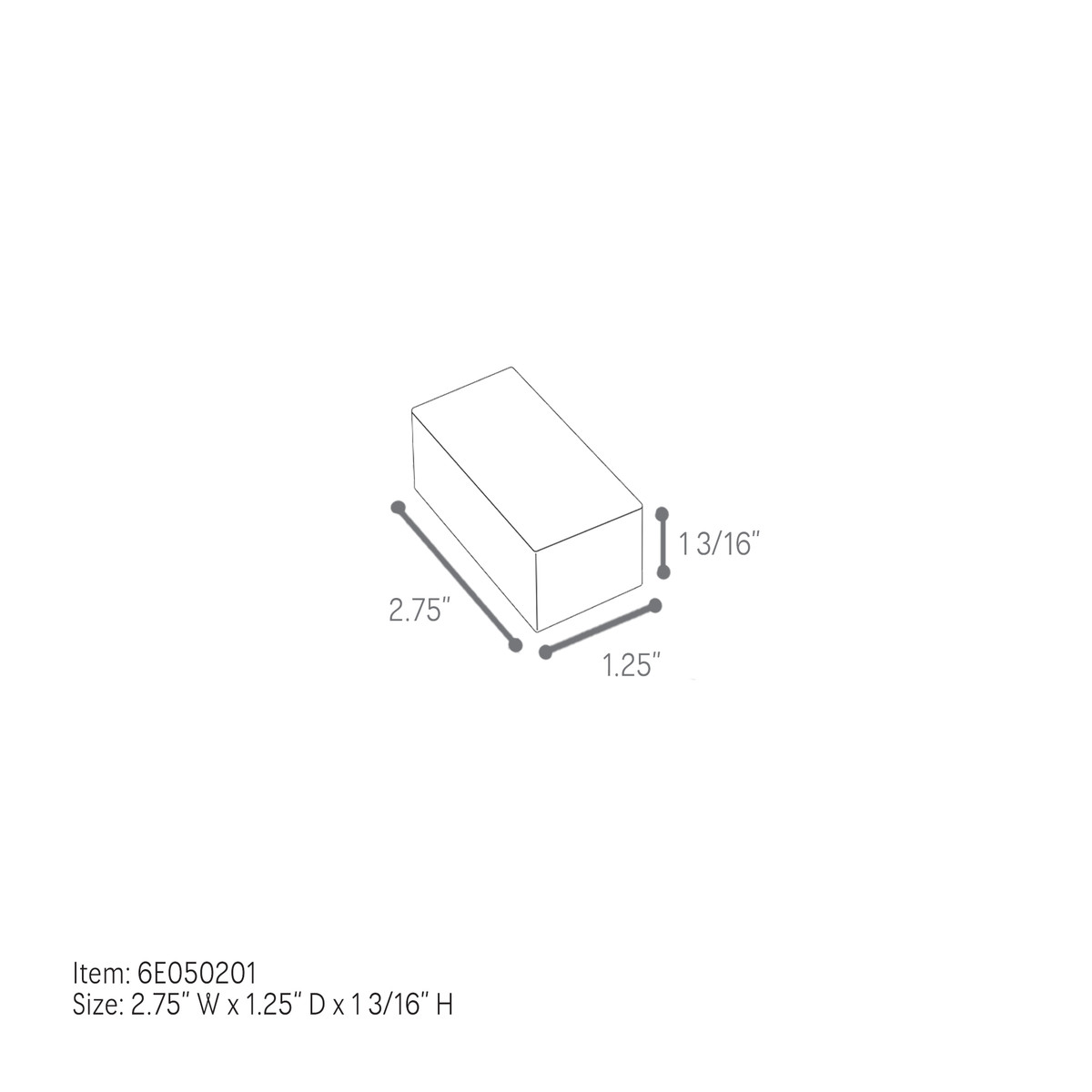 2.75 x 1.25 x 1-3/16in.