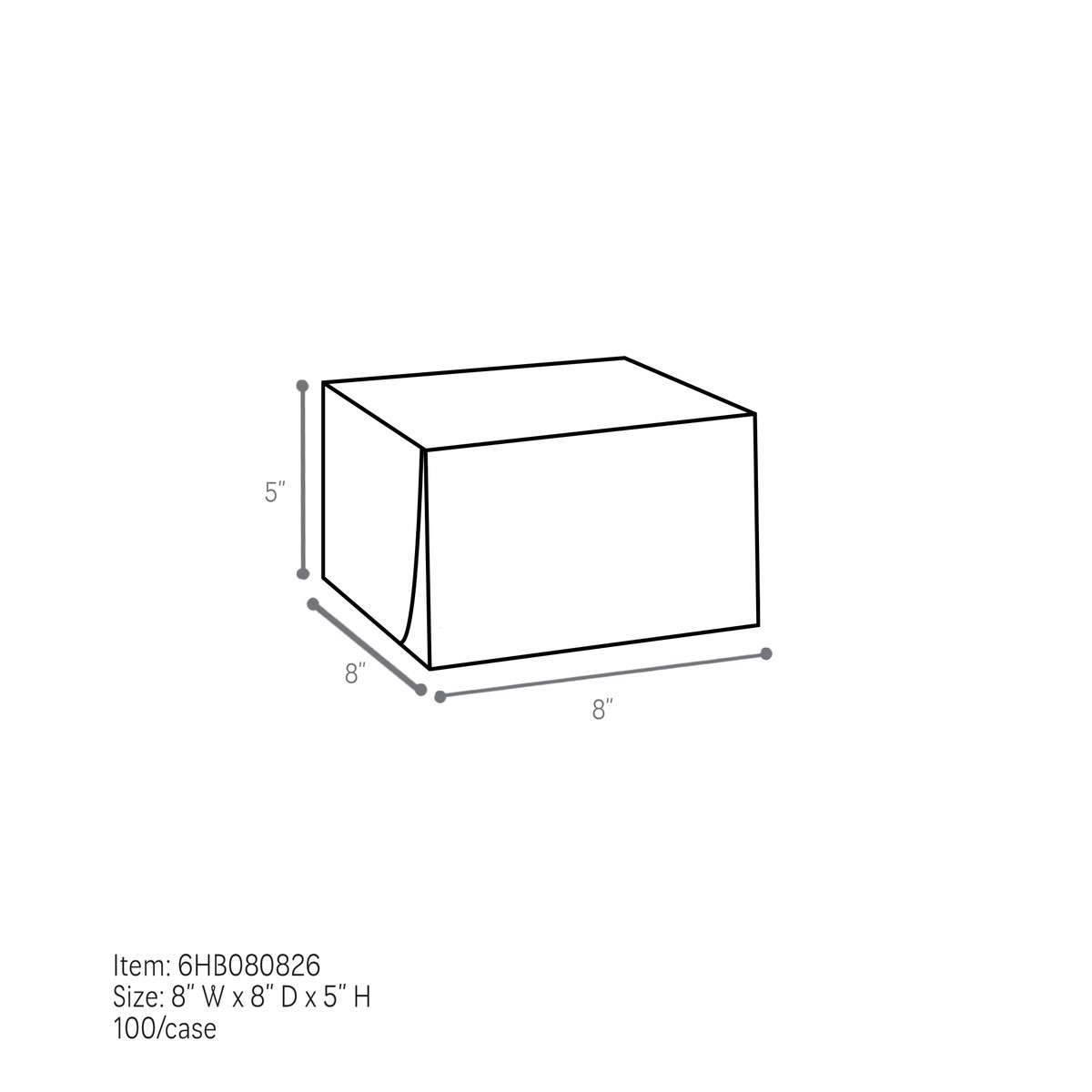 8 x 8 x 5in.