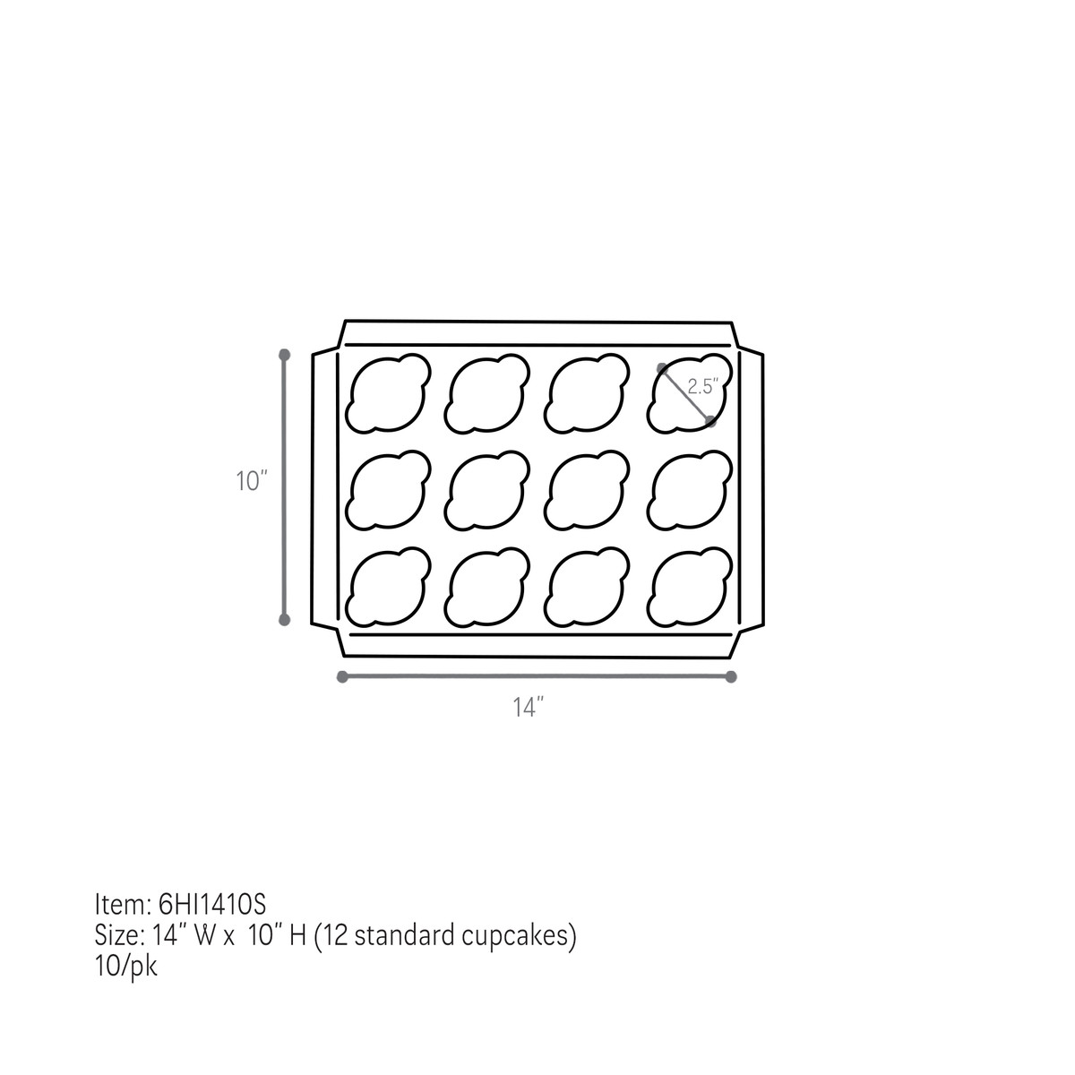 12 Cupcakes - 14 x 10in.