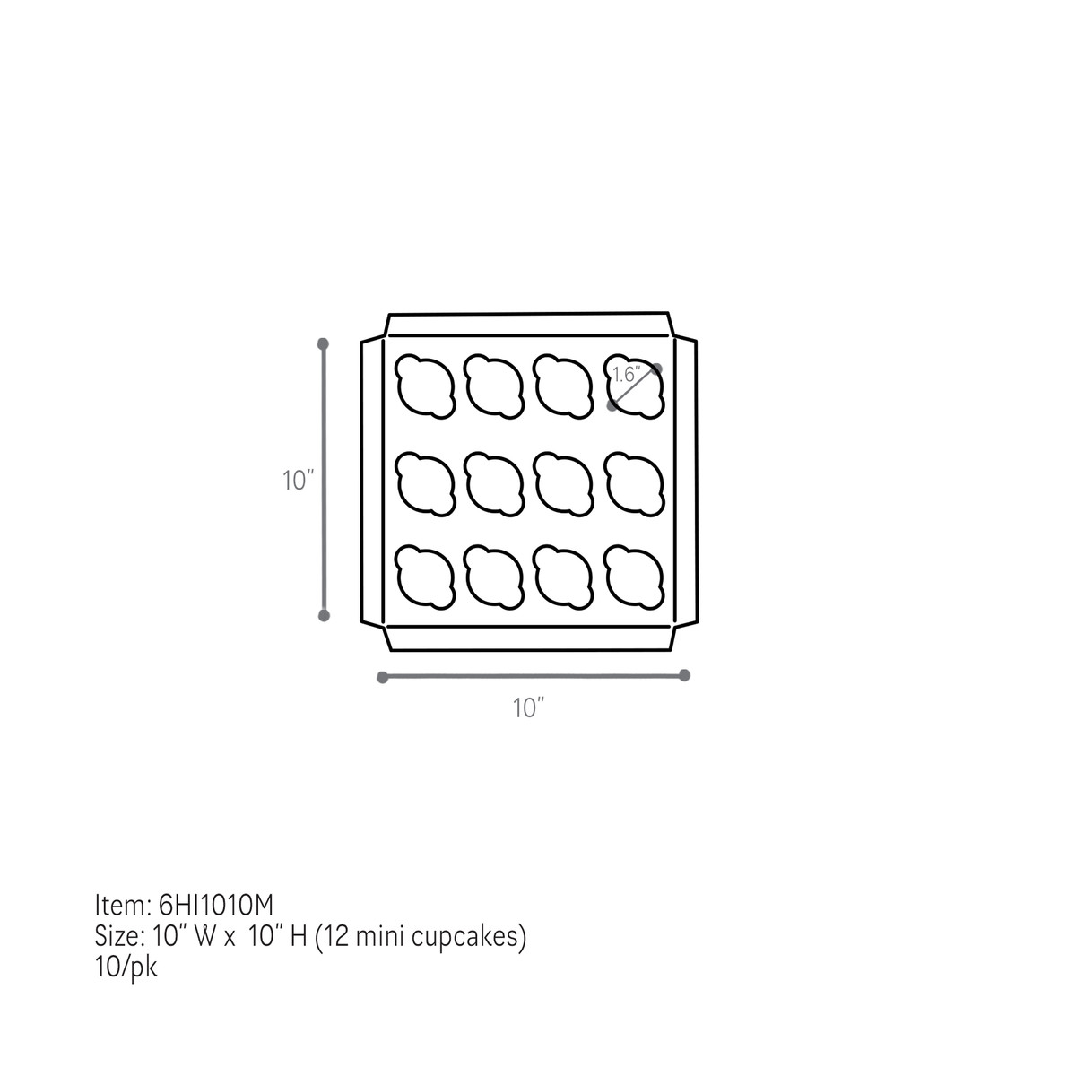 12 Mini Cupcakes - 10 x 10in.