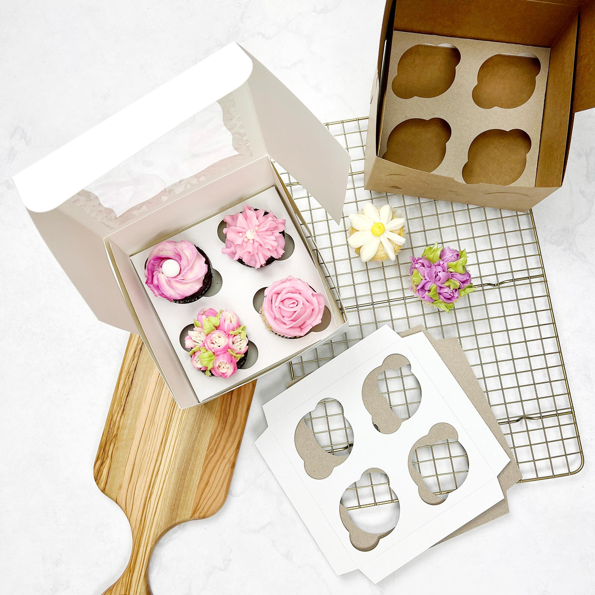 4 Cupcakes - 7 x 7in.