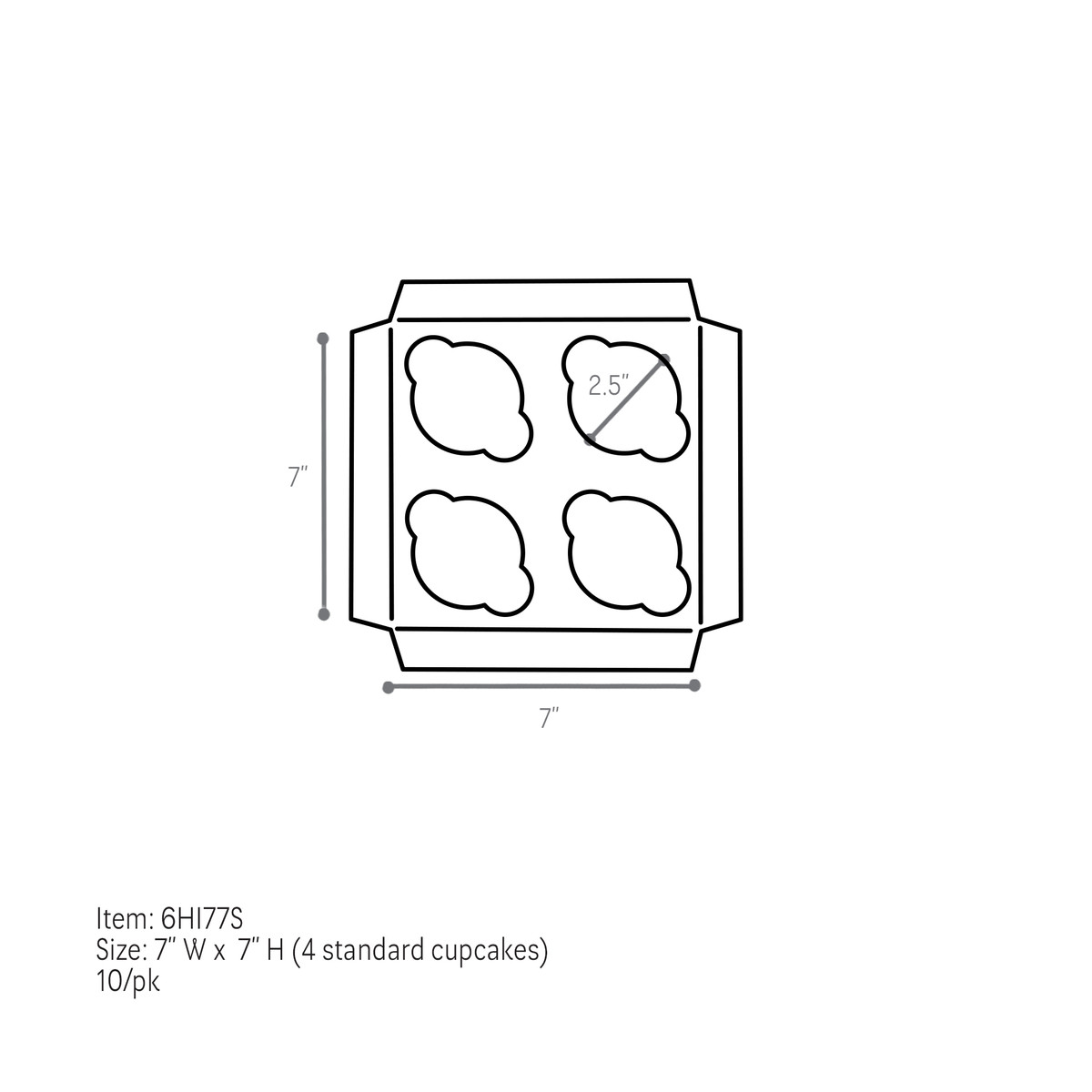 4 Cupcakes - 7 x 7in.