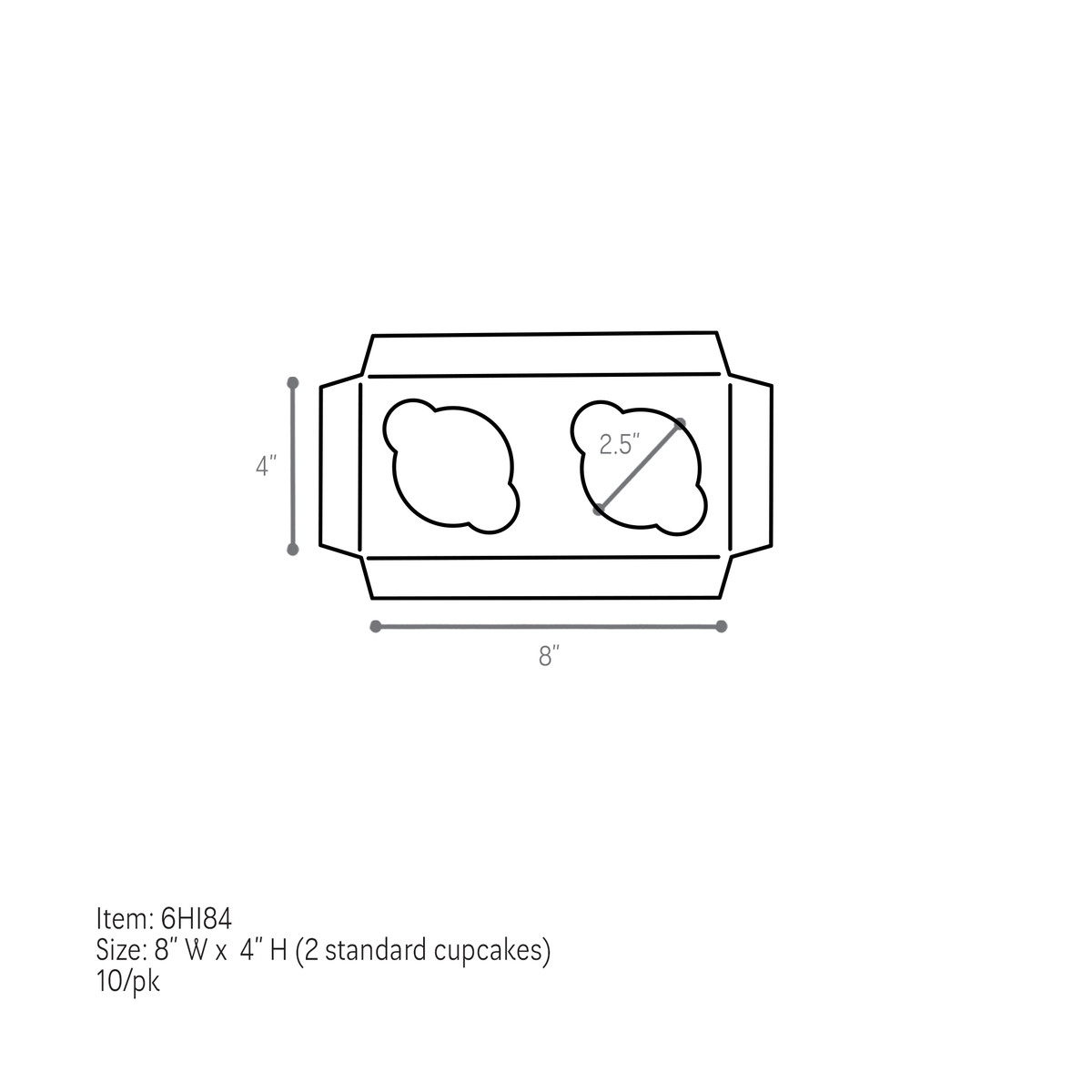 2 Cupcakes - 8 x 4in.