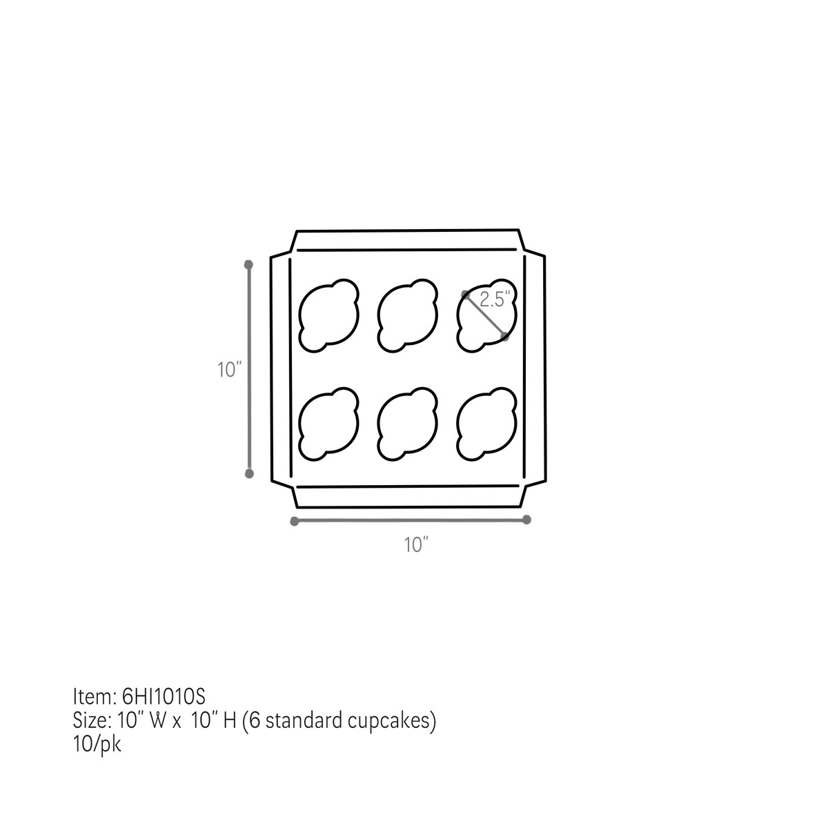 6 Cupcakes - 10 x 10in. 6 Cupcakes - 10 x 10in.