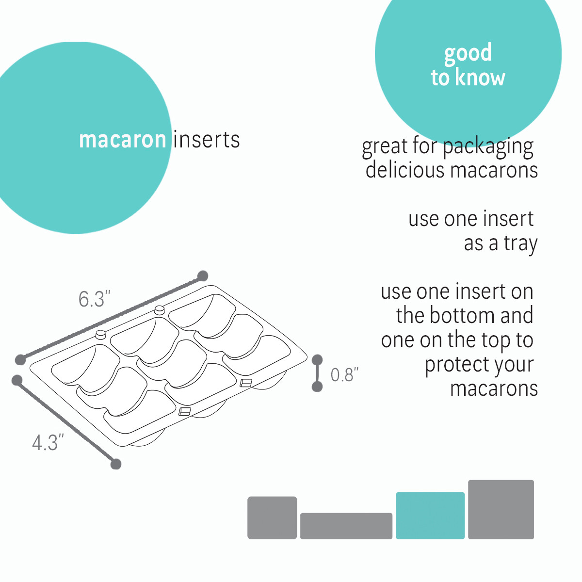 9 Macaron - 6.3 x 4.3 x 0.8in.