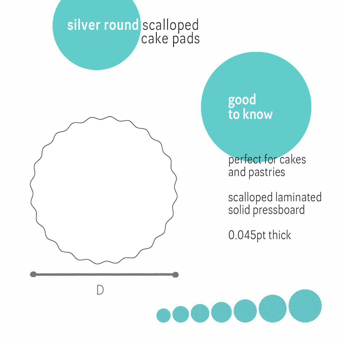 Image of Silver Round Scalloped Cake Pads