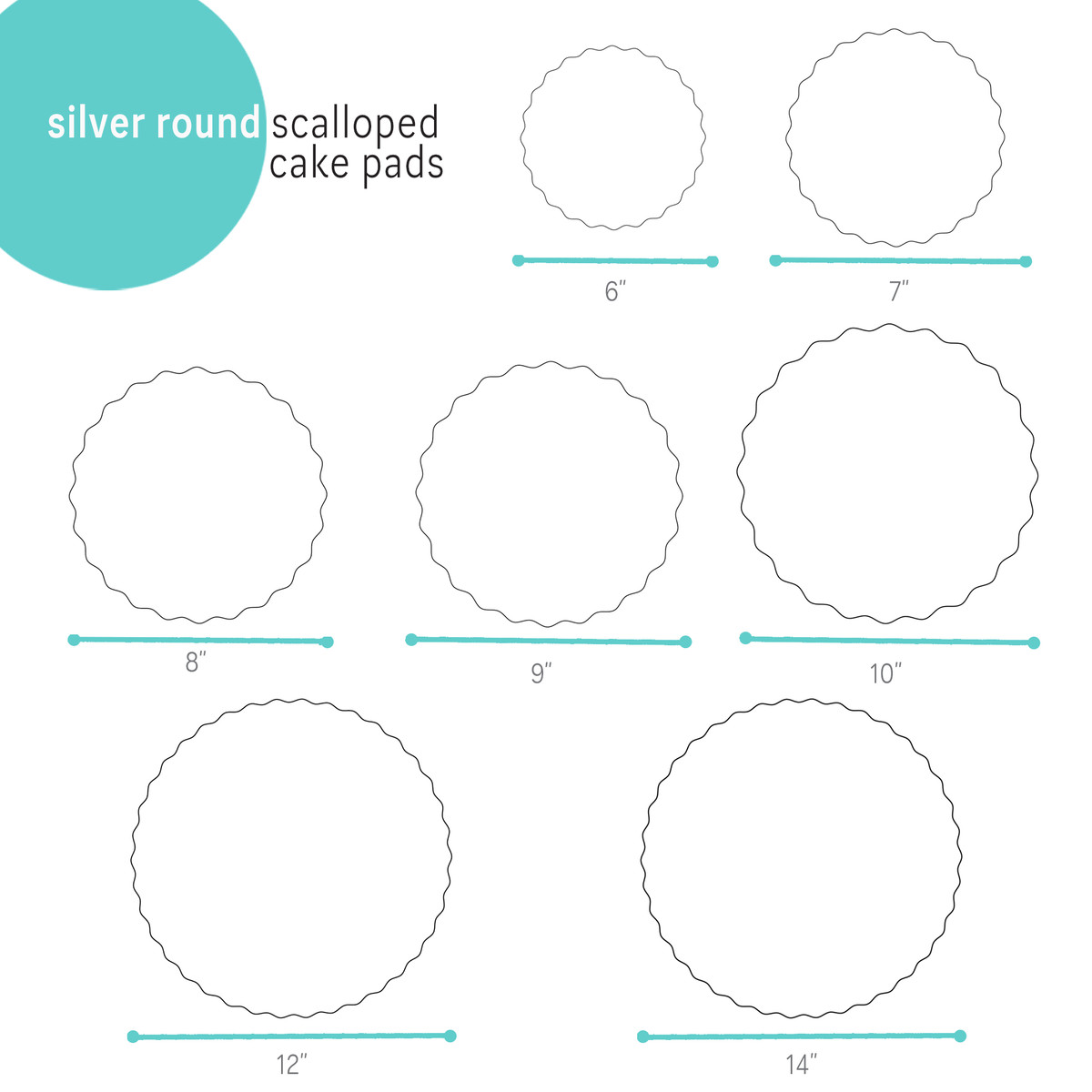 Image of Silver Round Scalloped Cake Pads