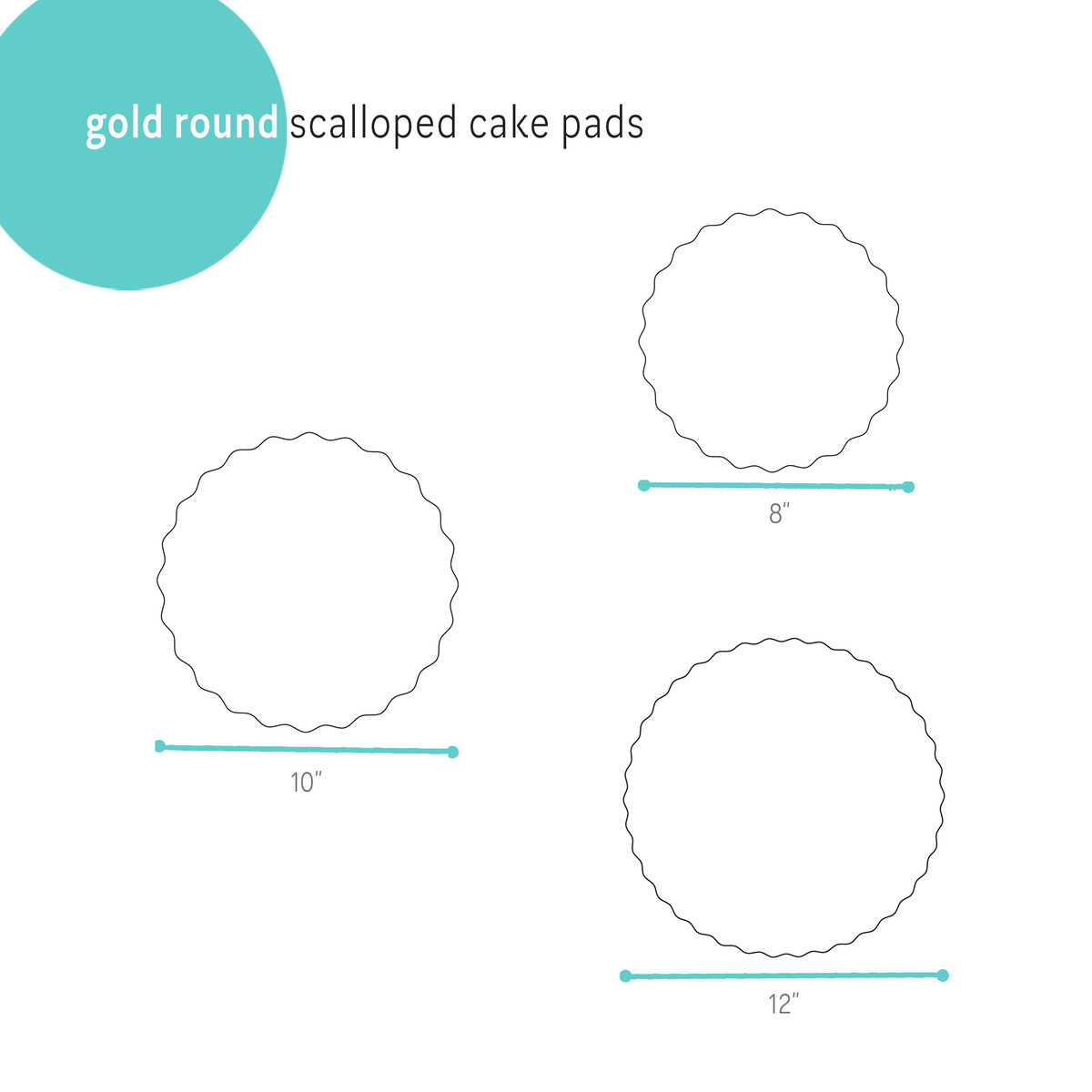 Image of Gold Round Scalloped Cake Pads