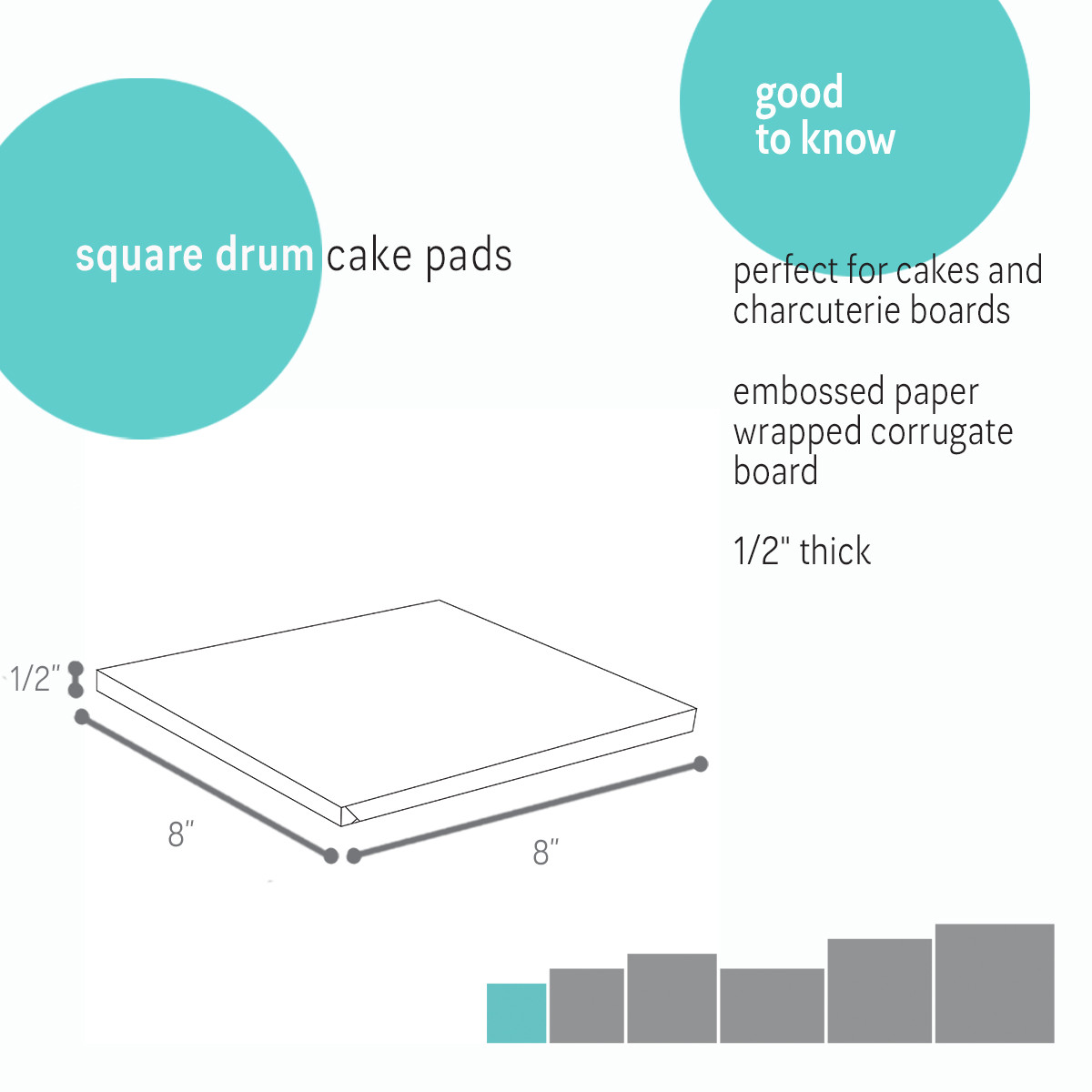 8 x 8in / 0.5in Thick