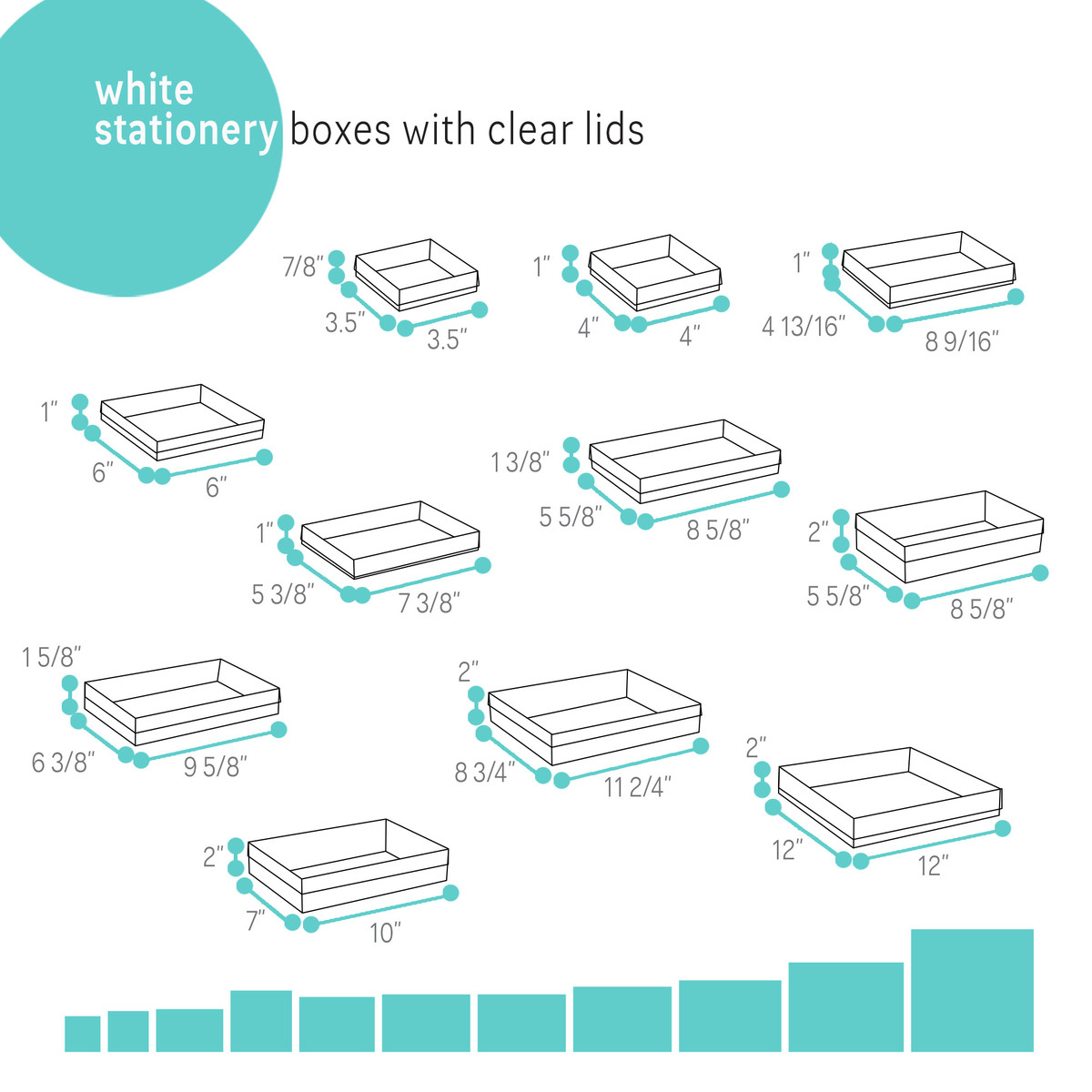 Image of White Stationery Boxes with Clear Lids