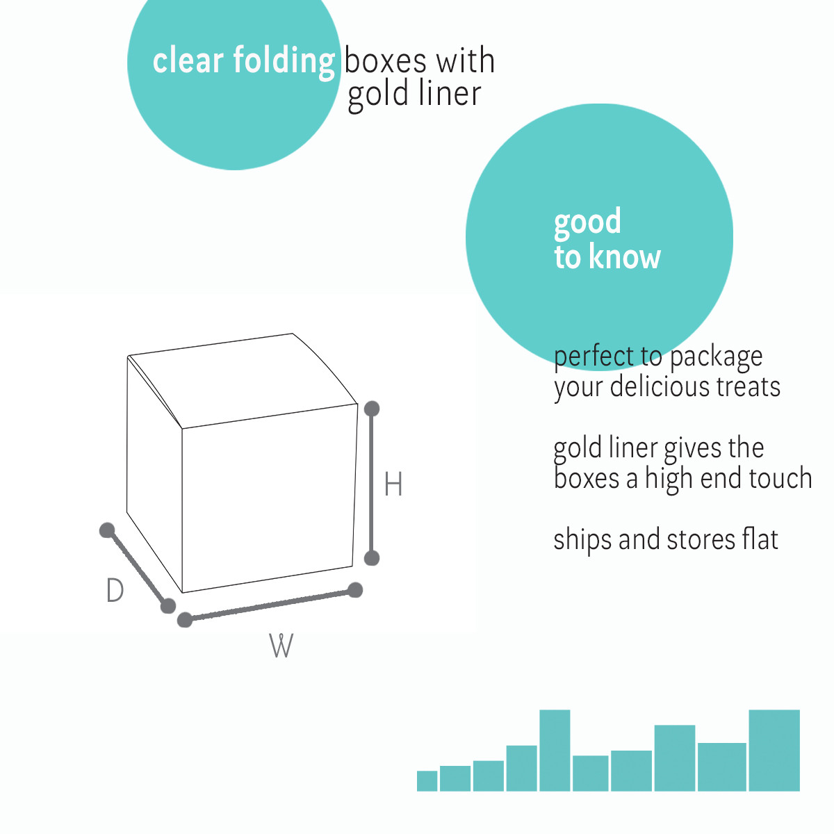 Image of Clear Folding Boxes with Gold Liner